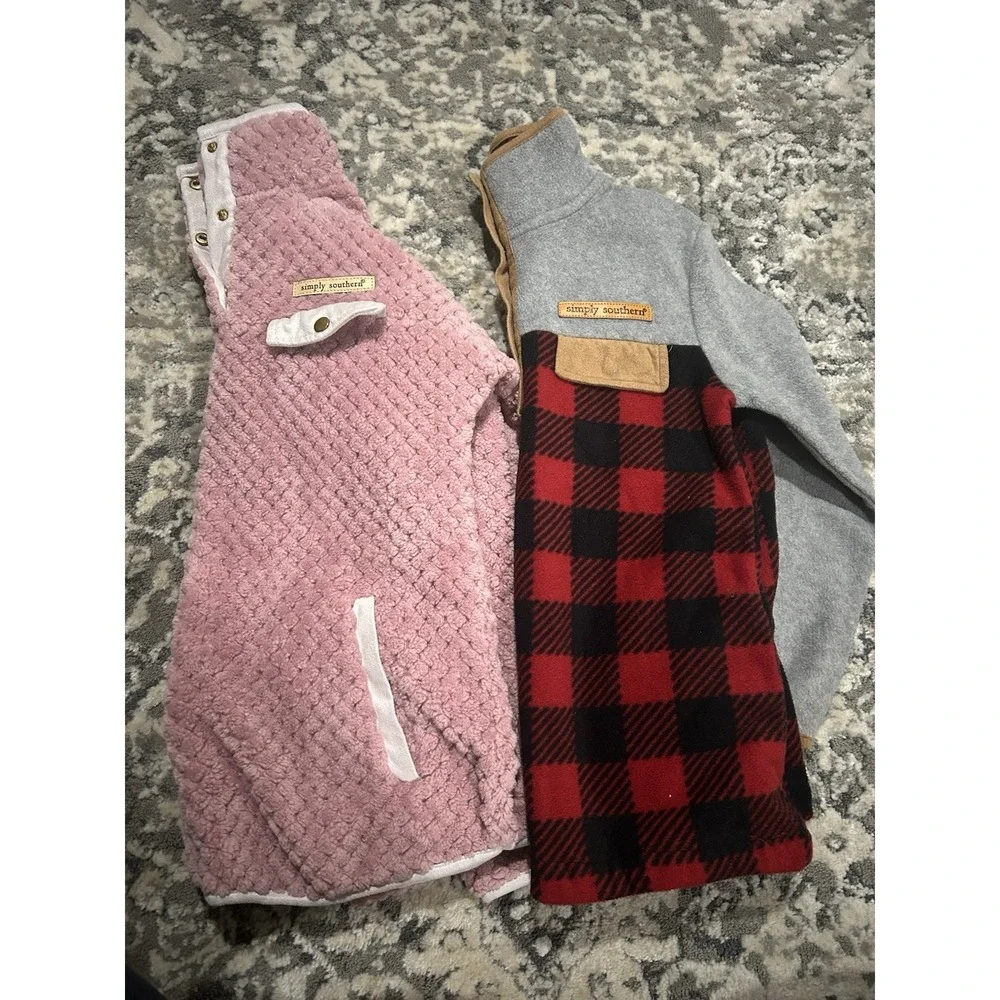 Simply‎ Southern Girls Fleece Pullover Size Youth Medium Lot Of 2